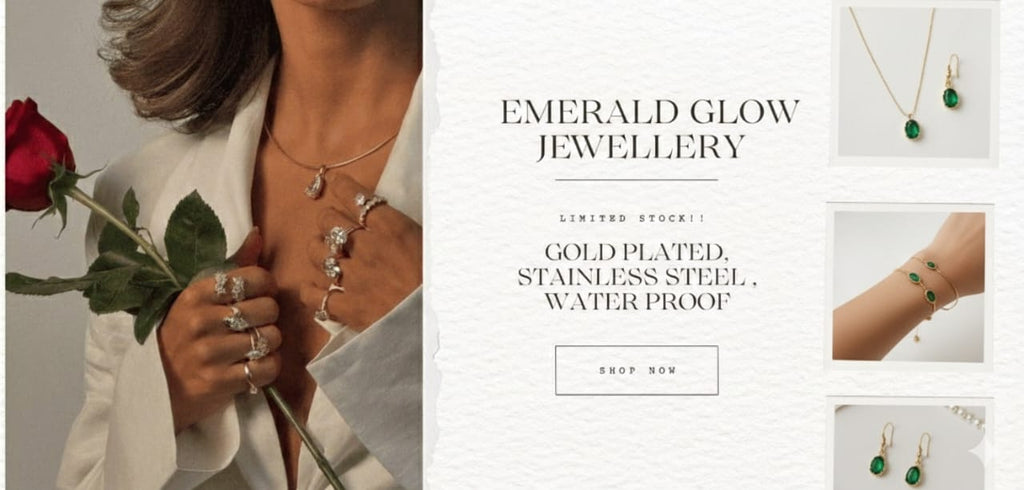 Emerald Glow Gold Necklace Set