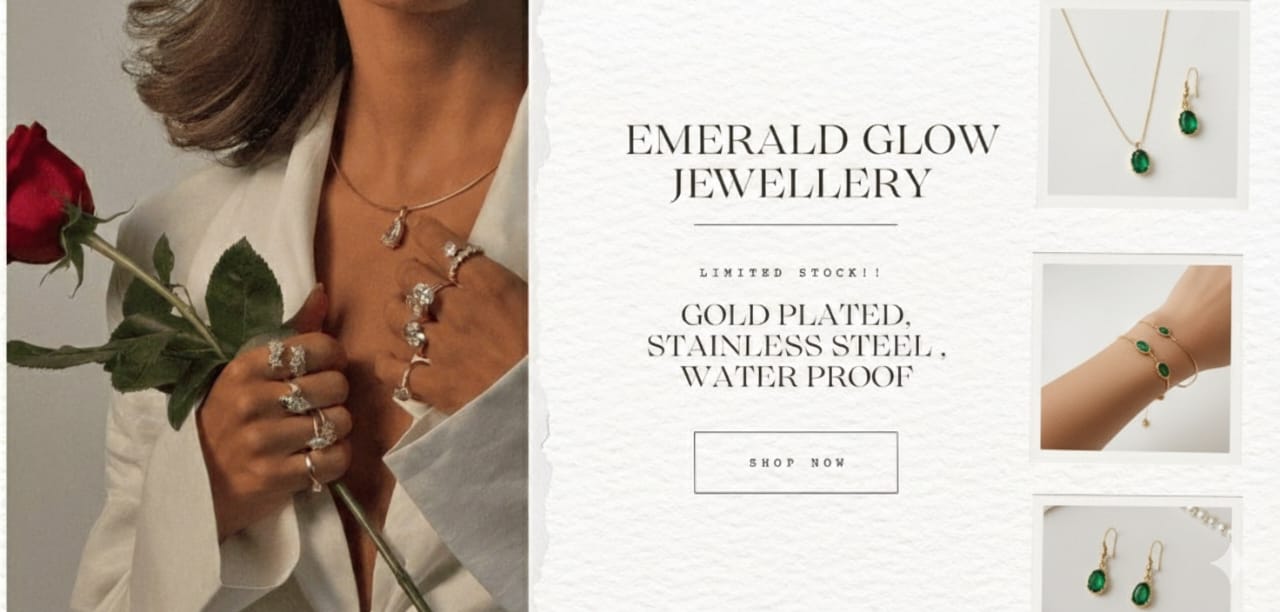 Emerald Glow Gold Necklace Set